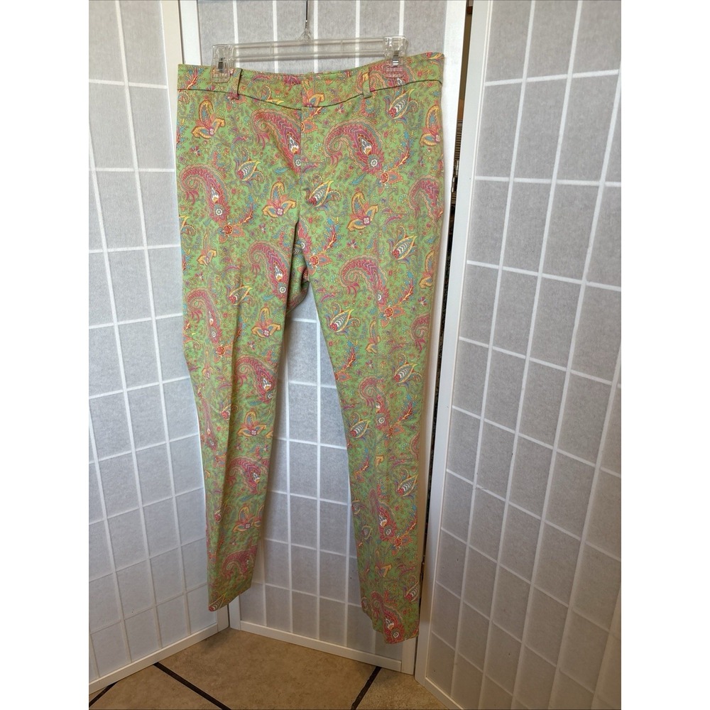 VTG 90s Ralph Lauren Women Pink Green Paisley Cotton Preppy Dress Pants Sz 10